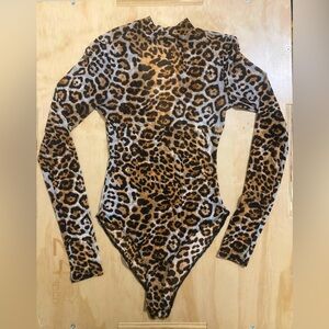 Forever 21 Leopard Print Mesh Bodysuit size S
